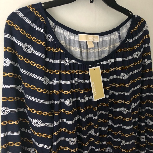 Michael Kors✨Navy Chain Link Print Top - Picture 5 of 9
